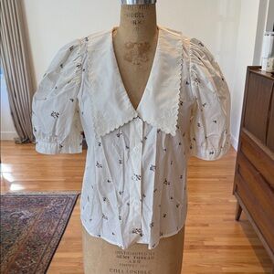 Levi's White Floral Puff Sleeve Blouse